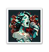 Close-up detail of World Music Tapestry Wrapped Canvas art.